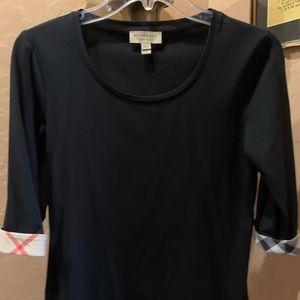 Burberry 3/4 sleeve tee with check cuffs
